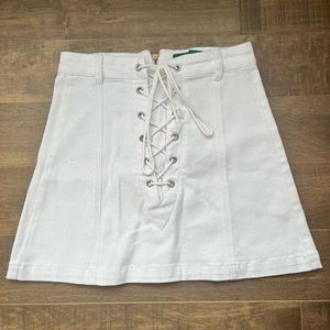 Signature8 white denim lace up skirt